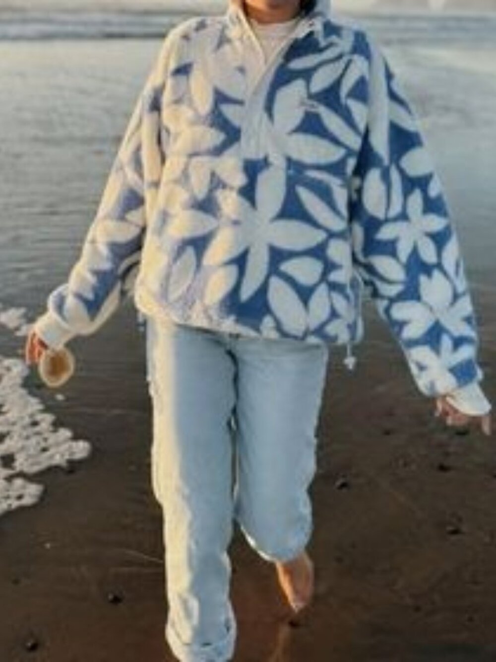 Rip Curl Hot Tropics Polar Fleece Pullover - Mid Blue - Size Small